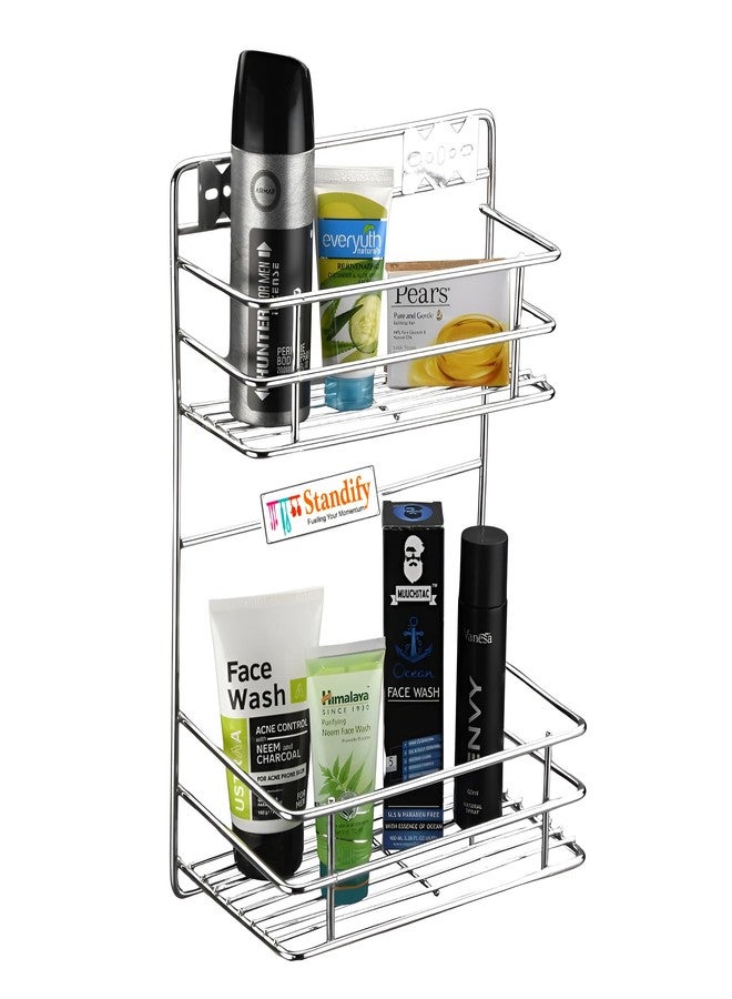STANDIFY Shelf Stand Big Storage Wall Mounted Multipurpose Stainless Steel 2-Tier Detergent Storage Rack for Kitchen and Bathroom Pack of 1 - Image 3